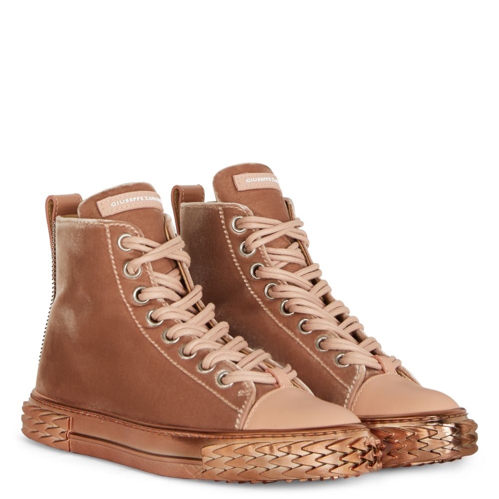 Giuseppe Zanotti Blabber Sneakers Rose Gold  Velvet Metallic Pink Sneakers 41